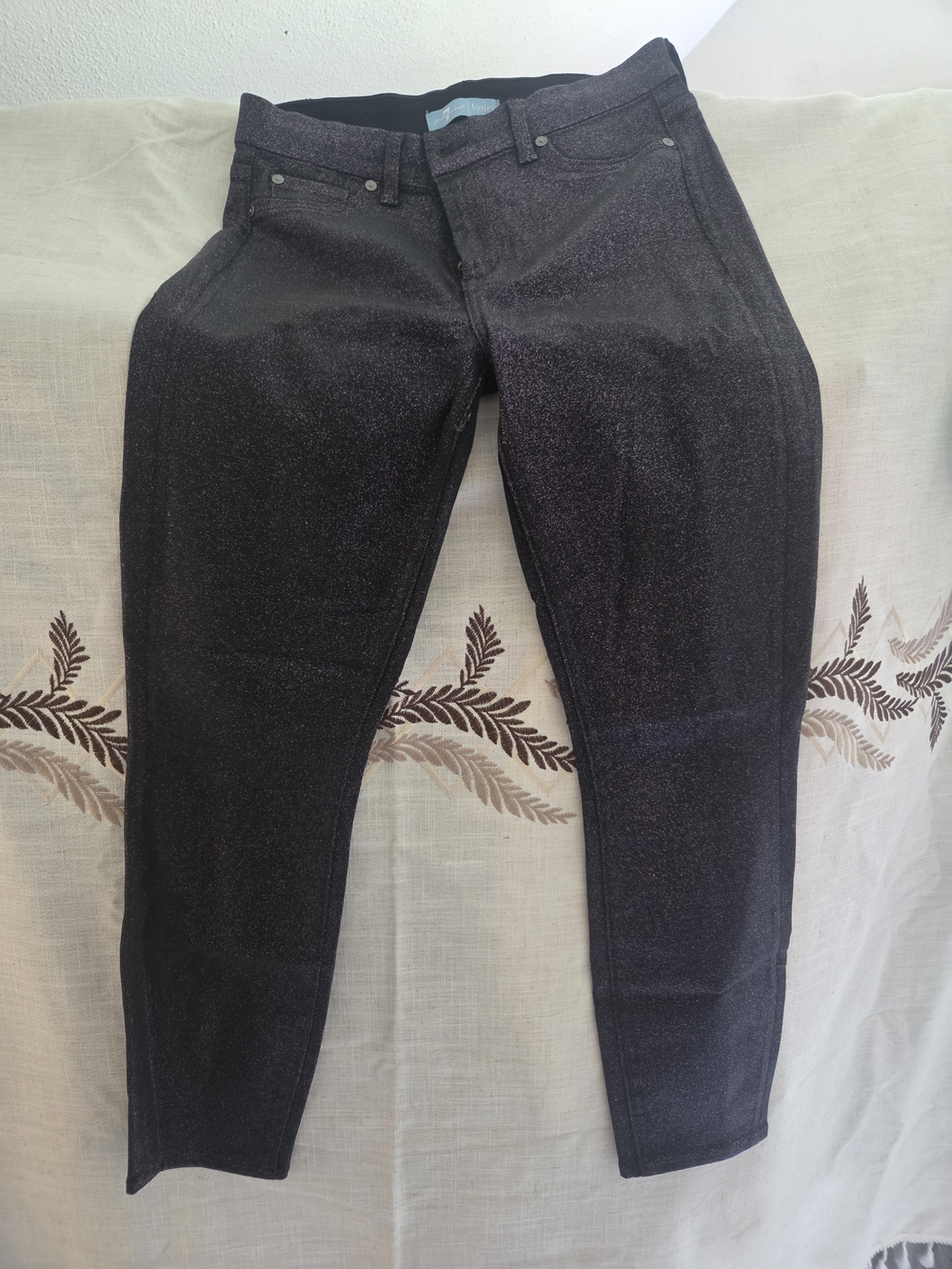7 For All Mankind B(air) Sparkle Metallic Coated Skinny Jeans Like New Size 29